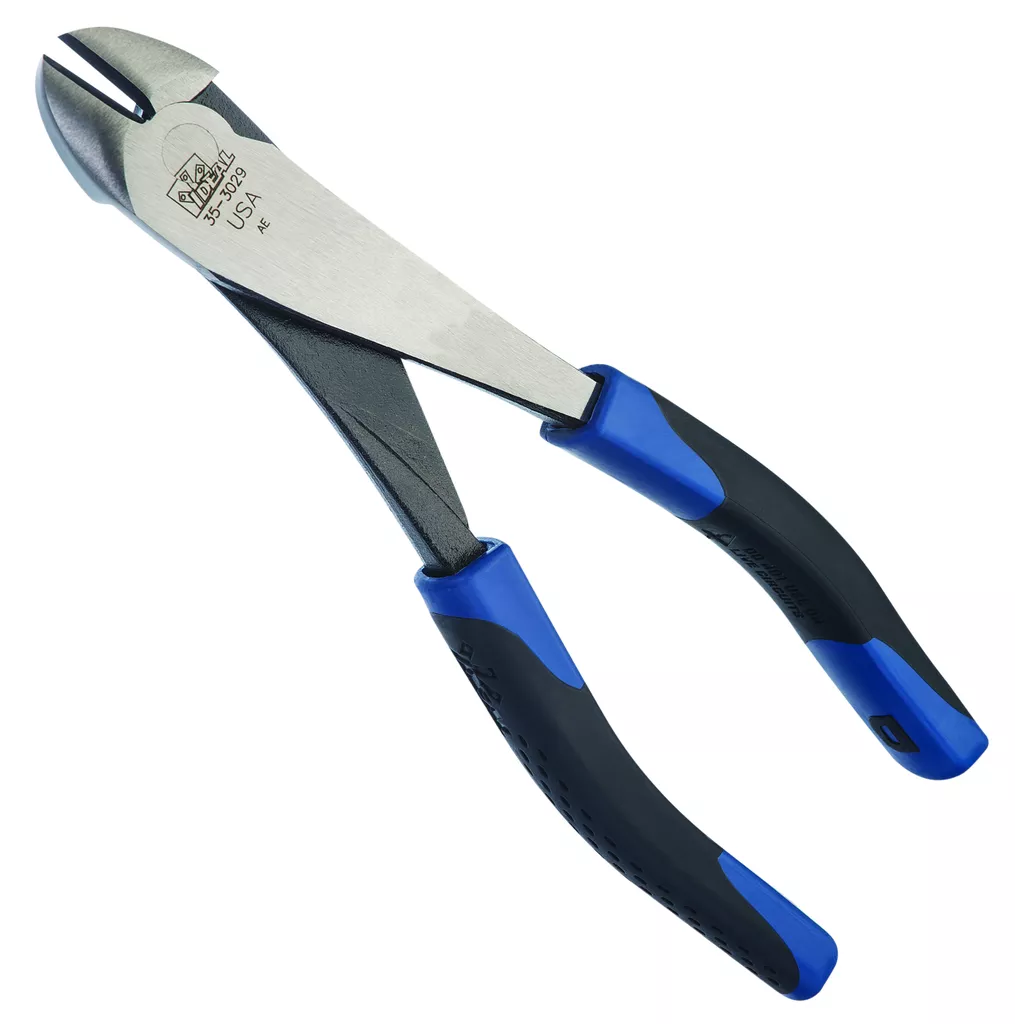 Ideal 35-3029 Pliers, Diagonal Angle Head w/Cushion Grips 8"